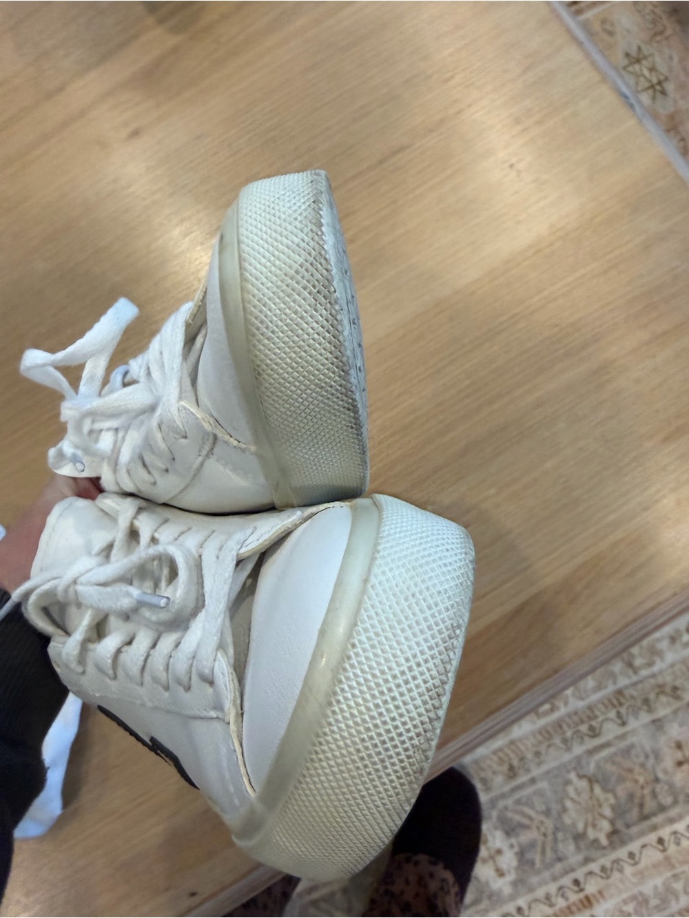 Veja Campo White Leather Sneaker with Black V Accent - Picture 9 of 13